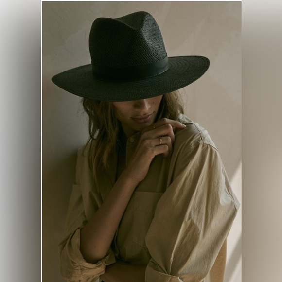 Janessa Leone Simone Straw Hat in Black - Picture 1 of 8